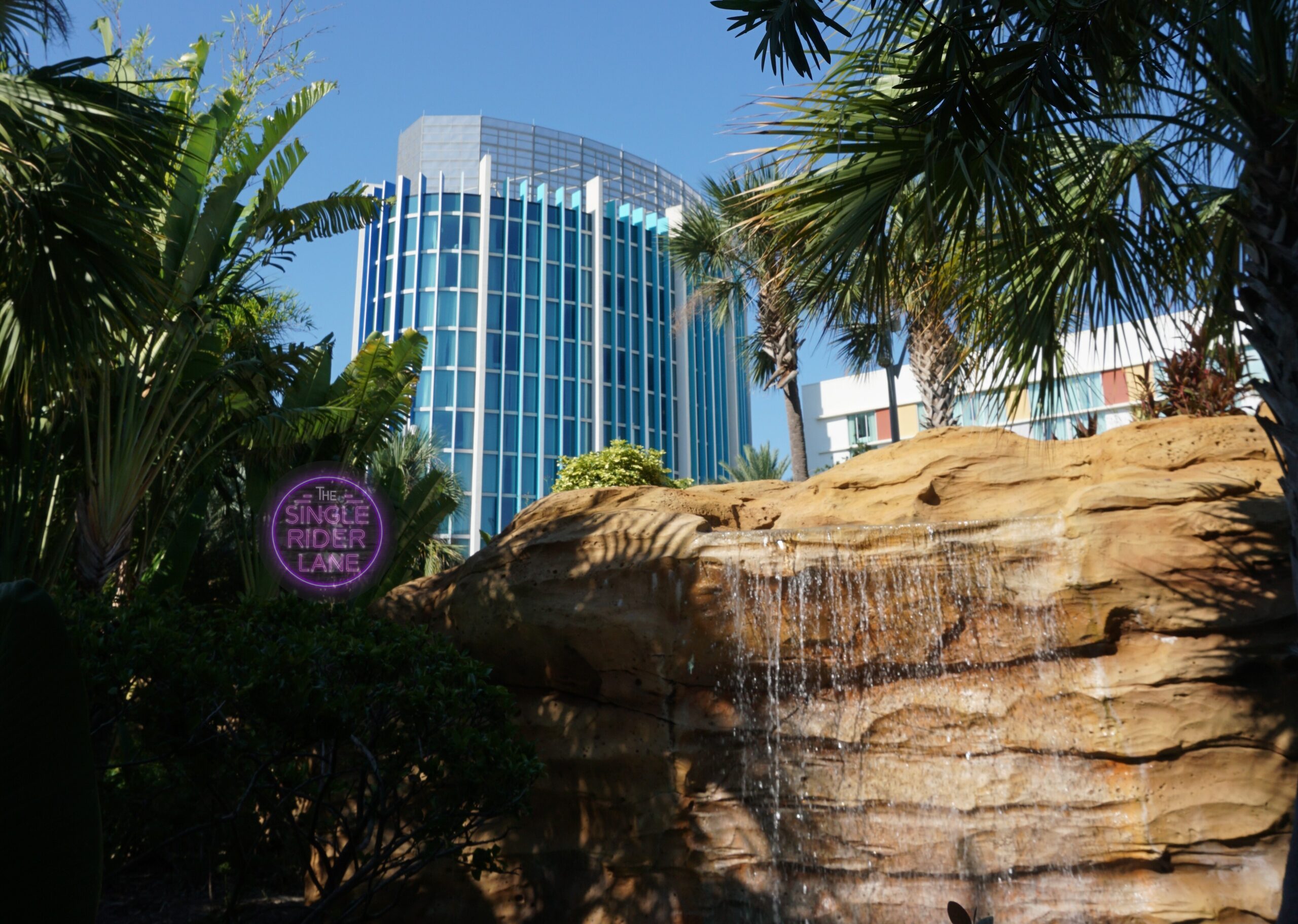 Cabana Bay Hotel Tower and Waterfall